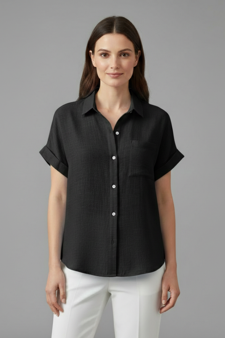 Women’s Blouse with Collar and Short Sleeves