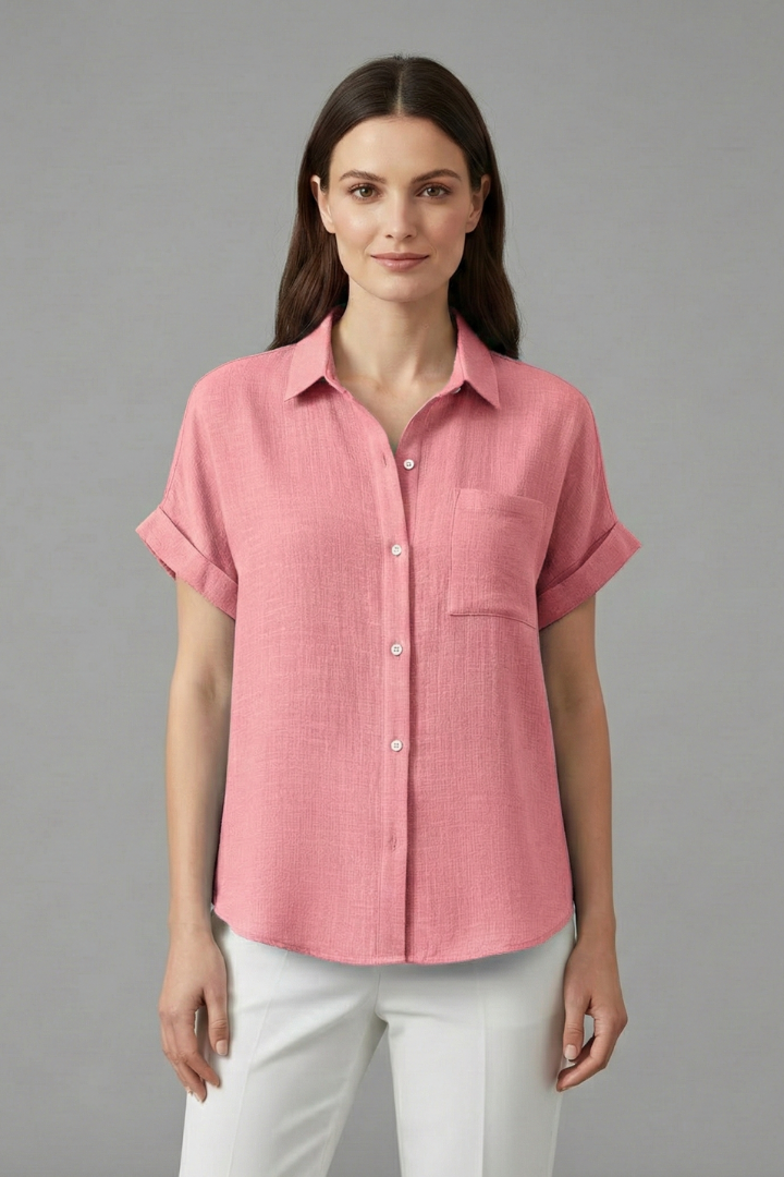 Women’s Blouse with Collar and Short Sleeves