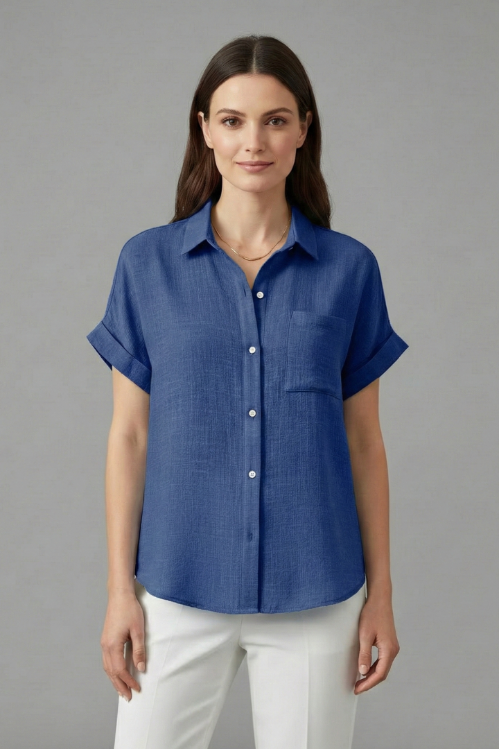 Women’s Blouse with Collar and Short Sleeves