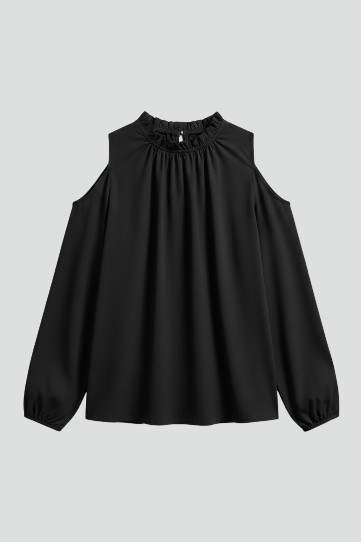 Women’s Blouse with Off-Shoulder Cut and Puff Sleeves