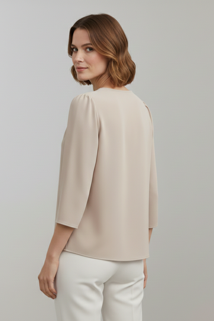 Women’s Blouse with Pleated Front and Long Sleeves