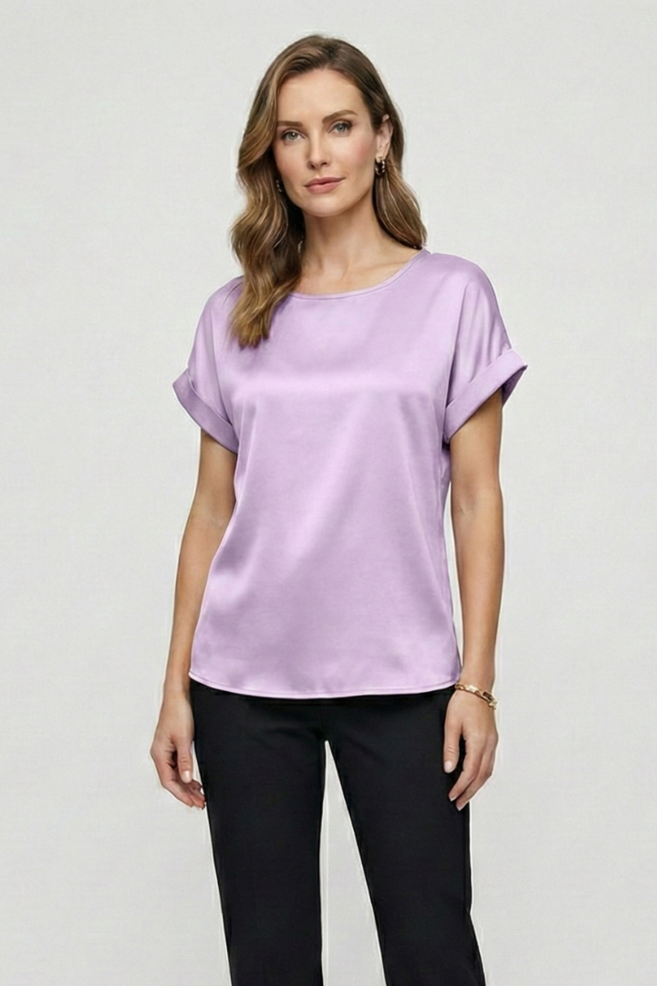 Women’s Blouse with Round Neck and Short Sleeves