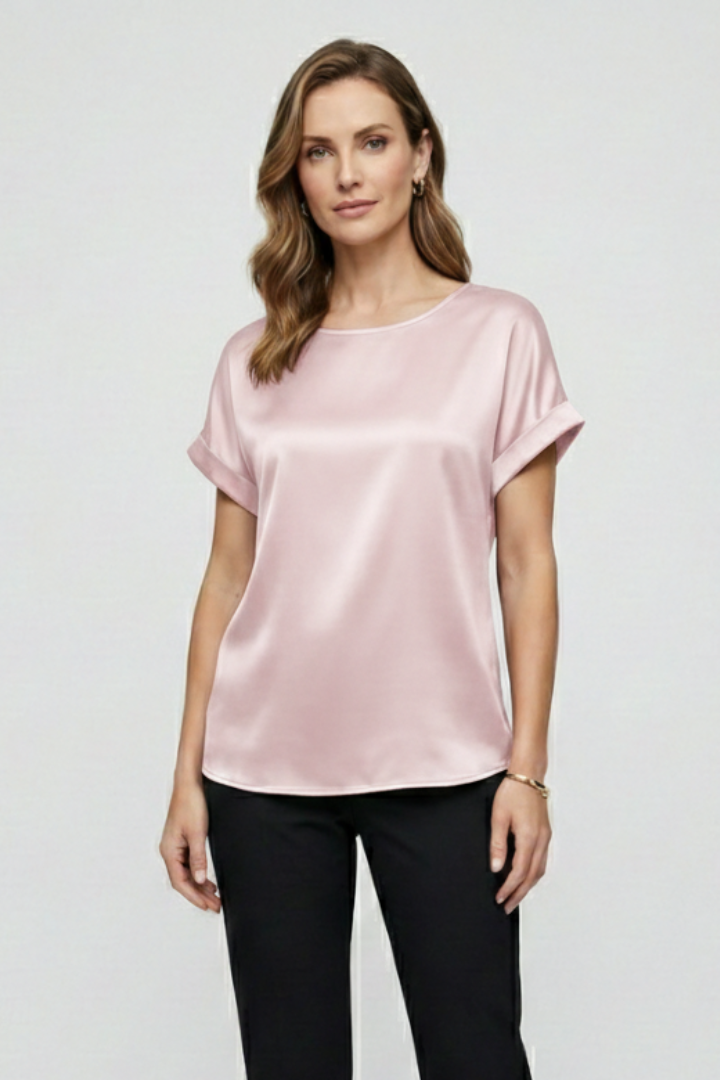 Women’s Blouse with Round Neck and Short Sleeves
