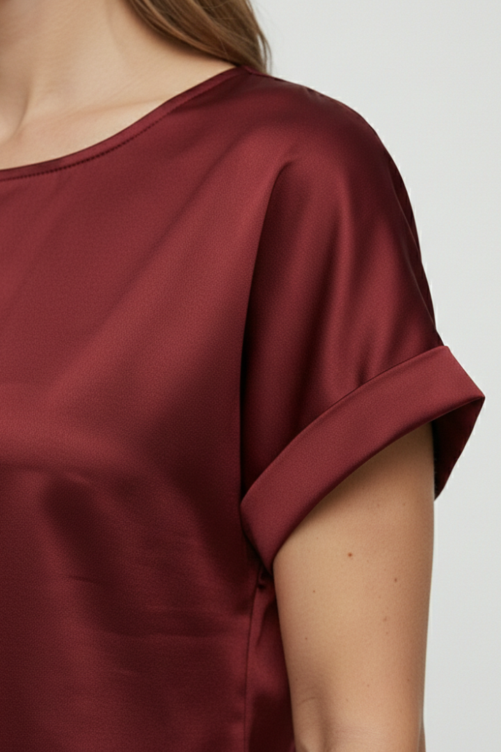 Women’s Blouse with Round Neck and Short Sleeves