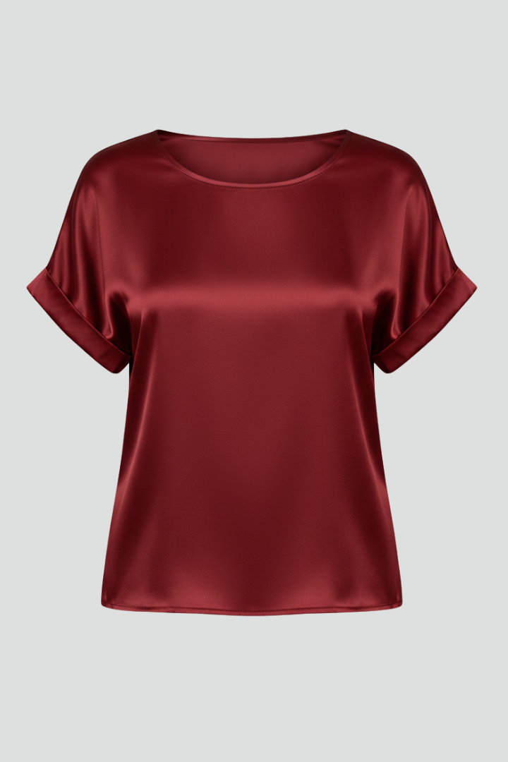 Women’s Blouse with Round Neck and Short Sleeves