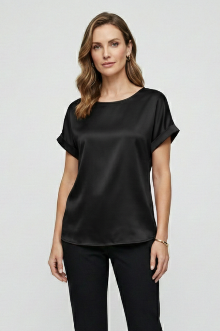 Women’s Blouse with Round Neck and Short Sleeves