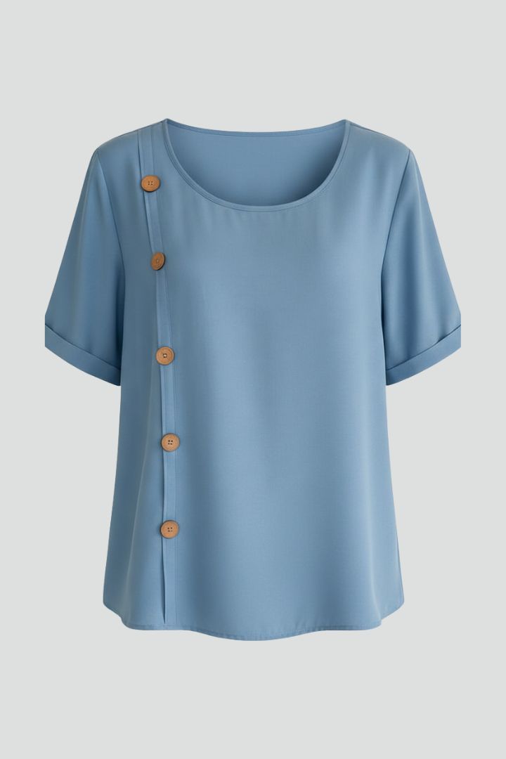 Women’s Blouse with Round Neck and Side Buttons
