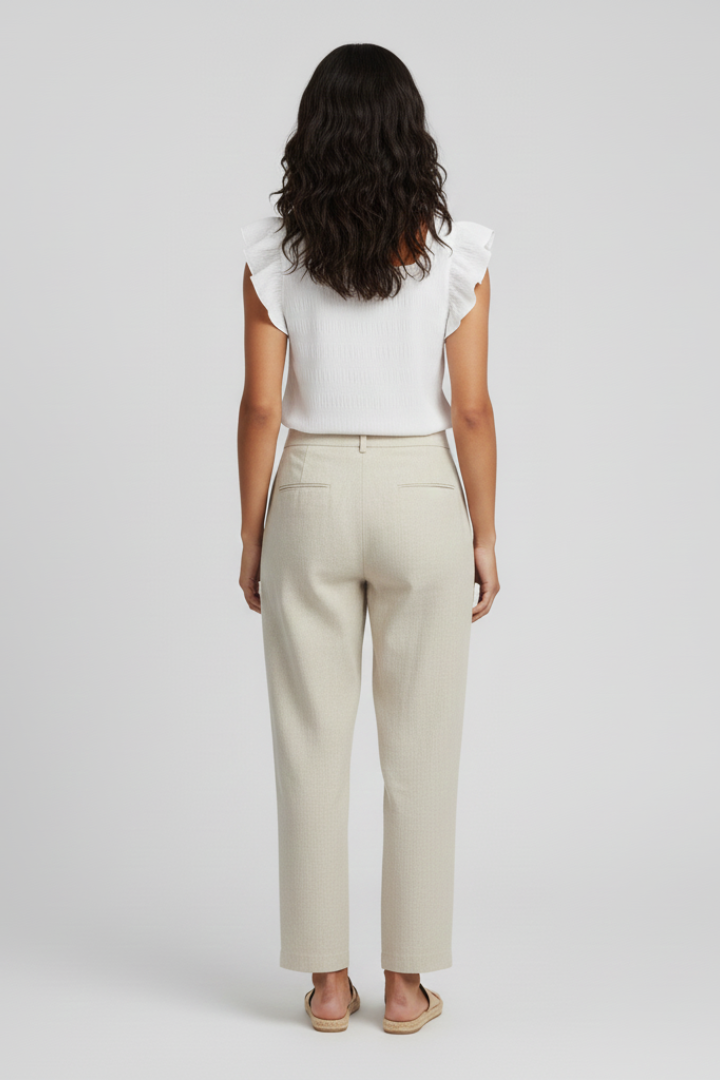 Women’s Blouse with Square Neck and Woven Surface