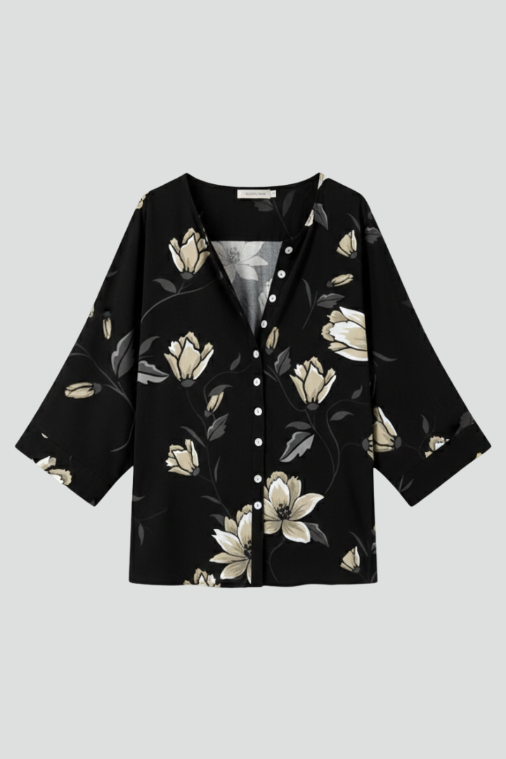Women’s Blouse with V-Neck and Floral Print