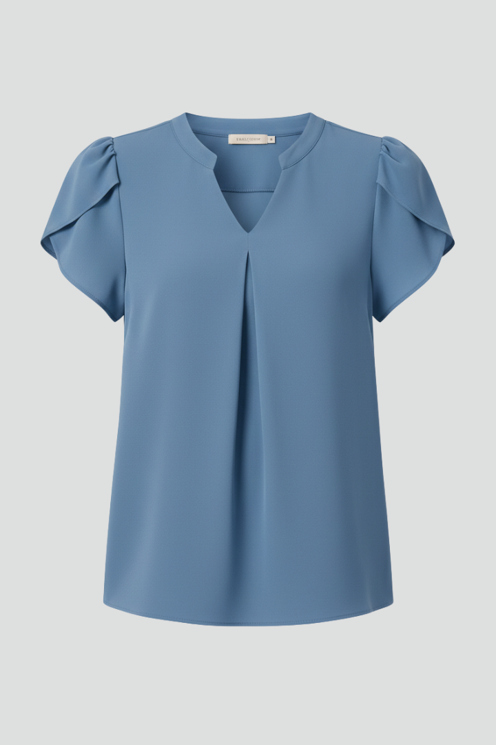 Women’s Blouse with V-Neck and Short Sleeves