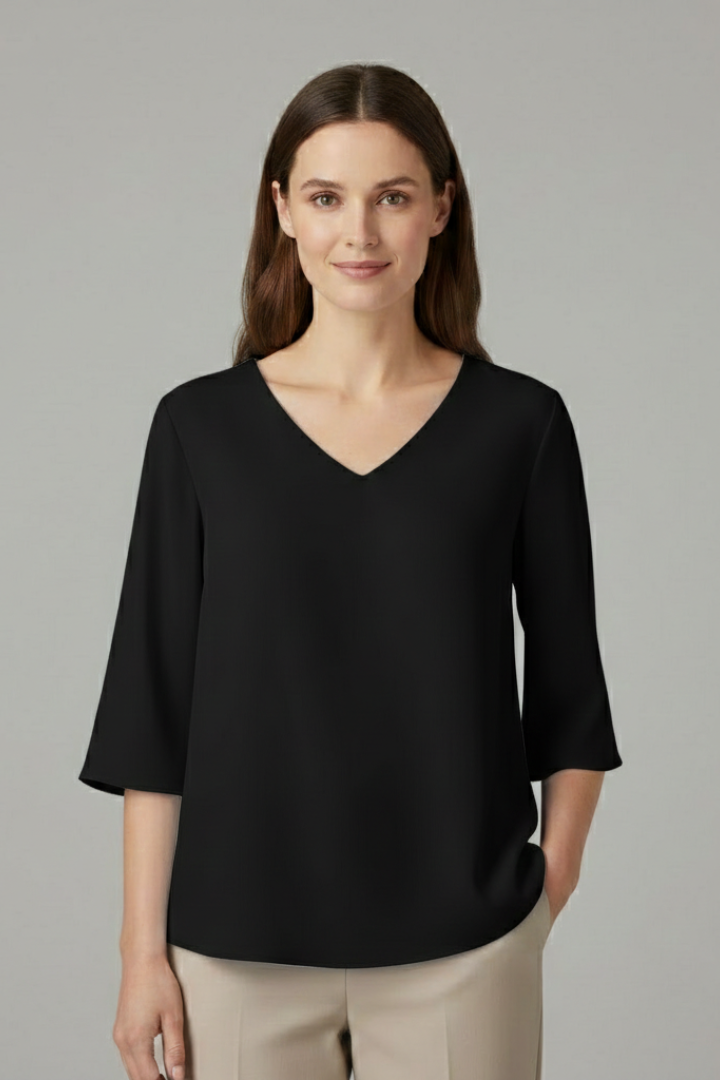 Women’s Blouse with V-Neck and Three-Quarter Sleeves