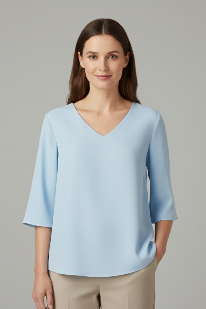 Women’s Blouse with V-Neck and Three-Quarter Sleeves