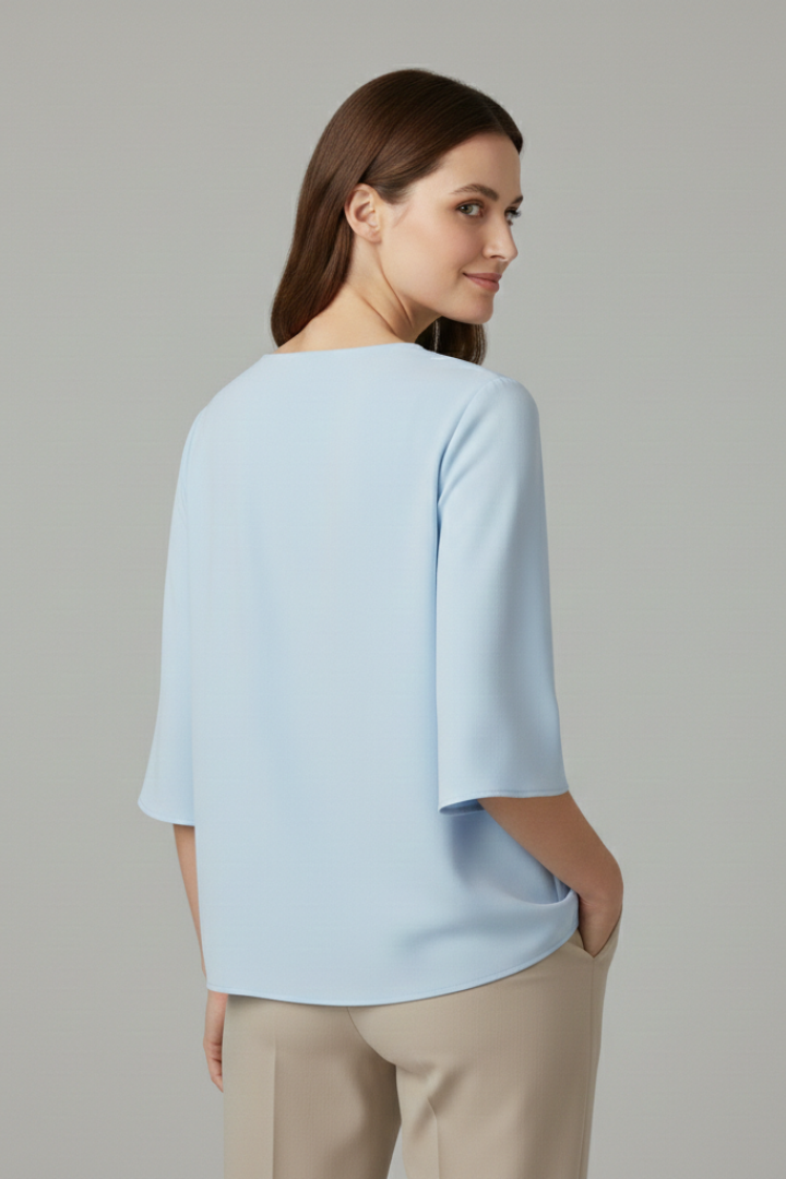 Women’s Blouse with V-Neck and Three-Quarter Sleeves