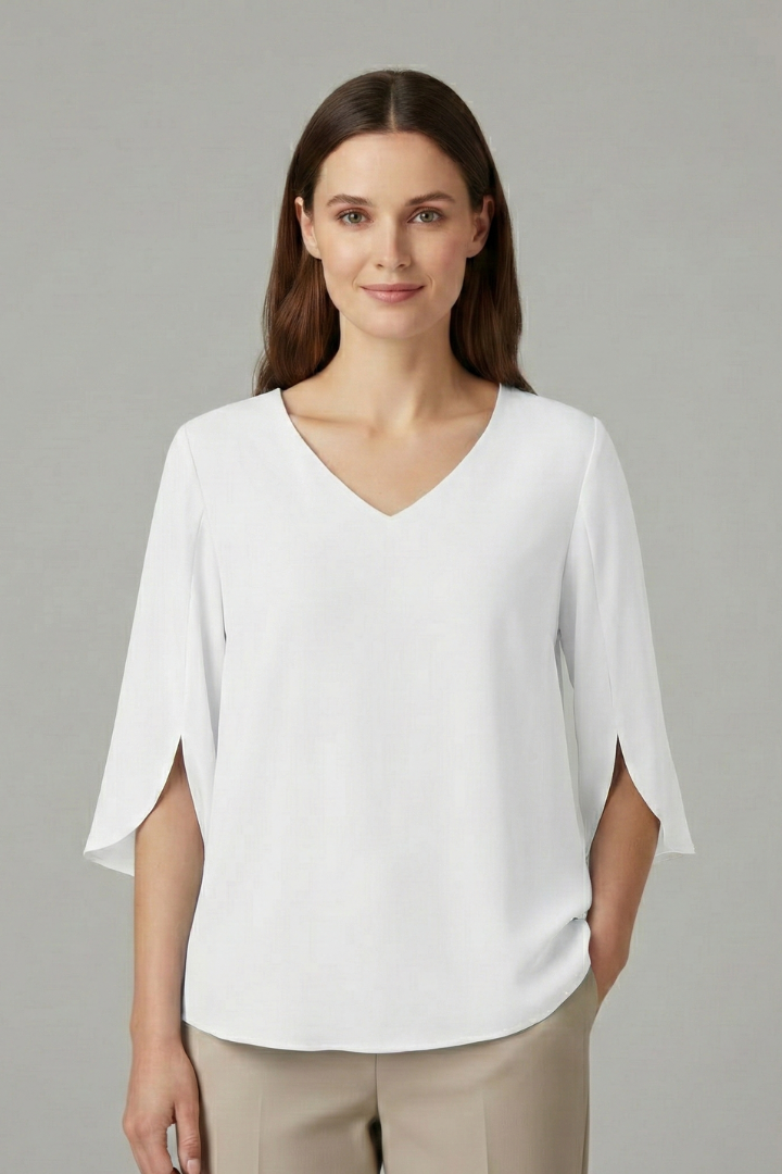 Women’s Blouse with V-Neck and Three-Quarter Sleeves