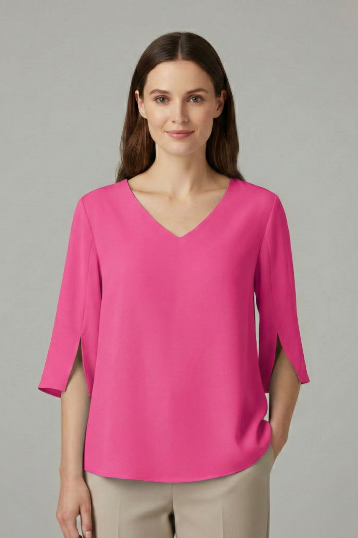 Women’s Blouse with V-Neck and Three-Quarter Sleeves
