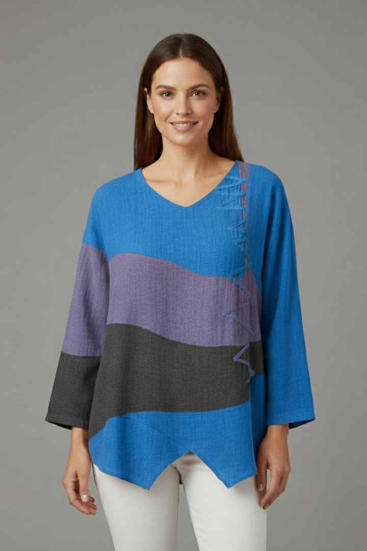 Women’s Blouse with V Neckline and Long Sleeves