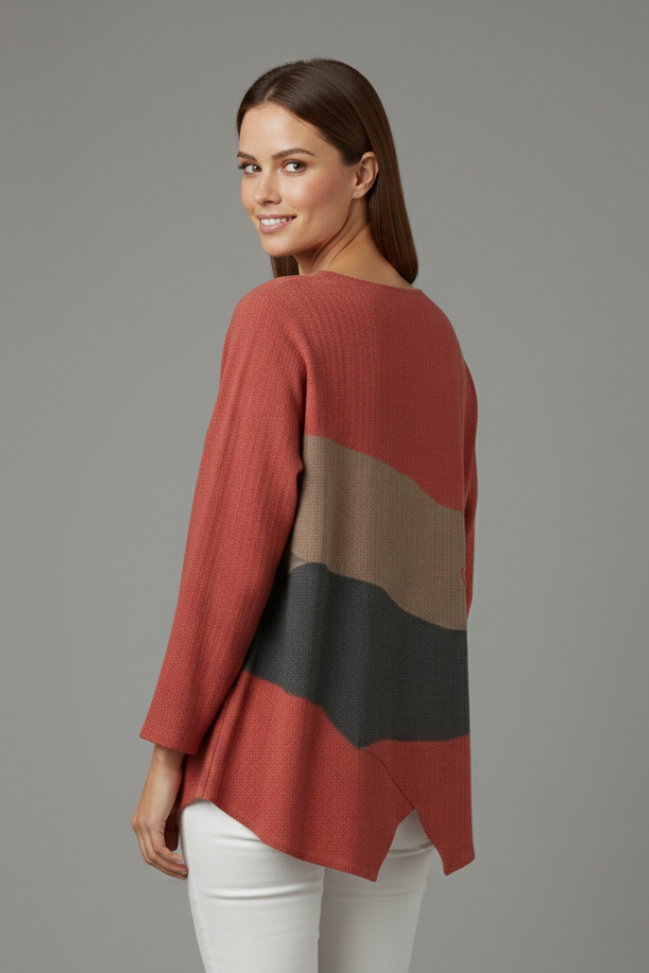 Women’s Blouse with V Neckline and Long Sleeves