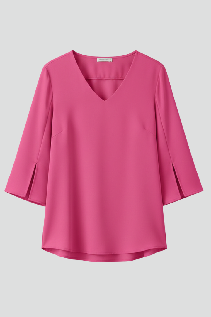 Women’s Blouse with V Neckline and Short Sleeves
