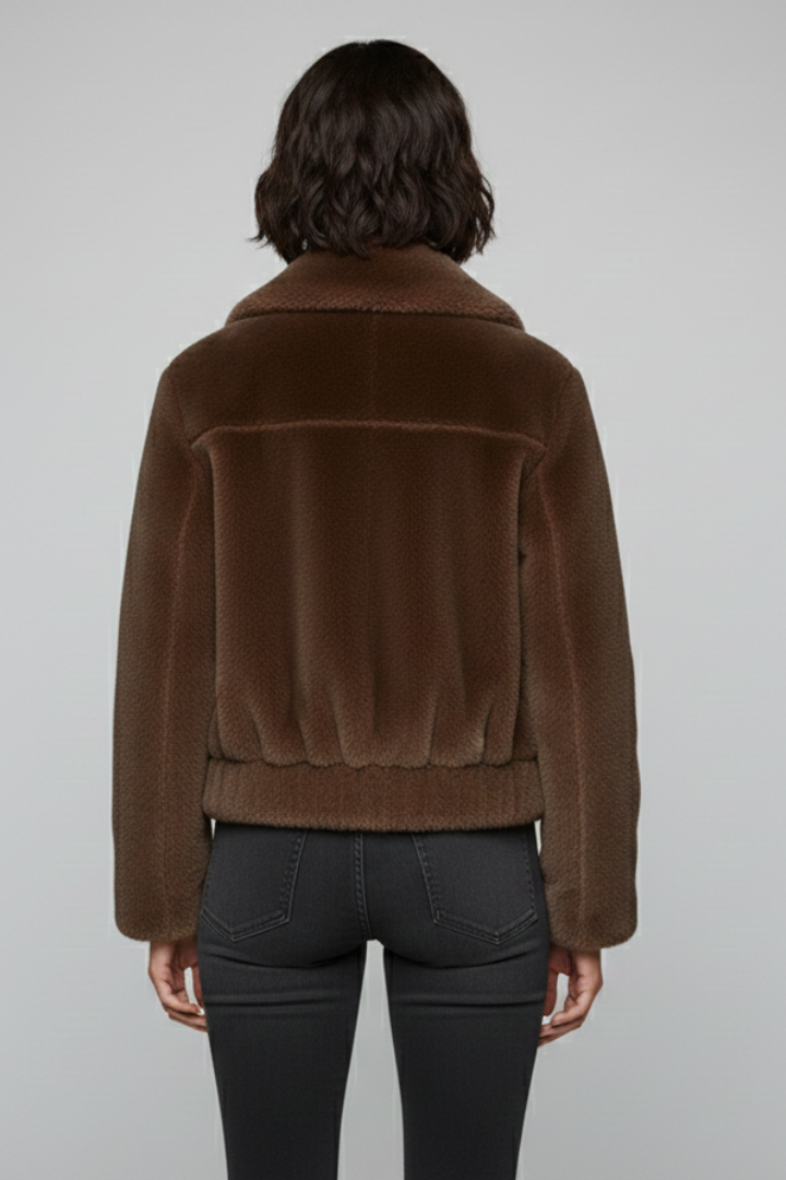 Women’s Bomber Jacket with Faux Fur and Side Pockets