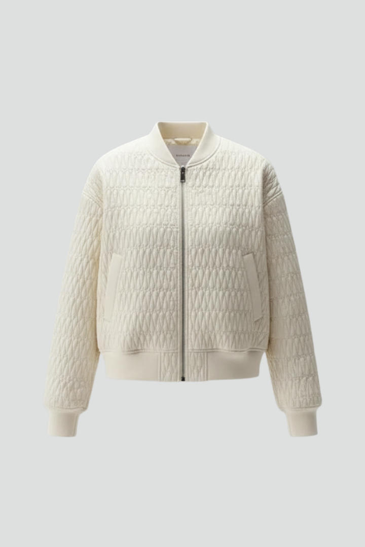 Women’s Bomber Jacket with Quilted Finish and Zip Fastening