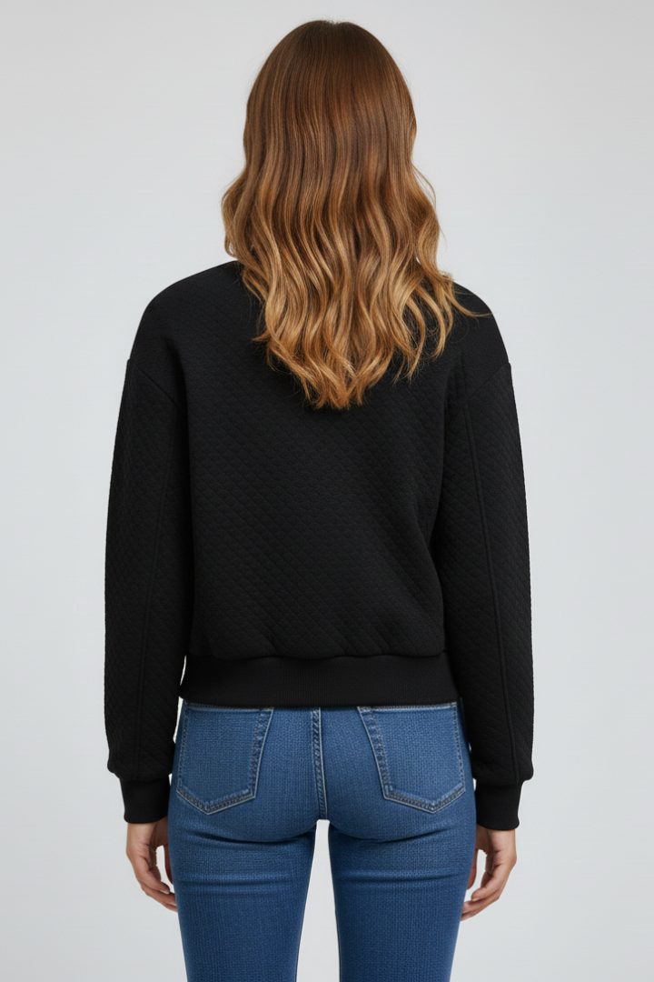 Women’s Bomber Jacket with Quilted Surface and Ribbed Details