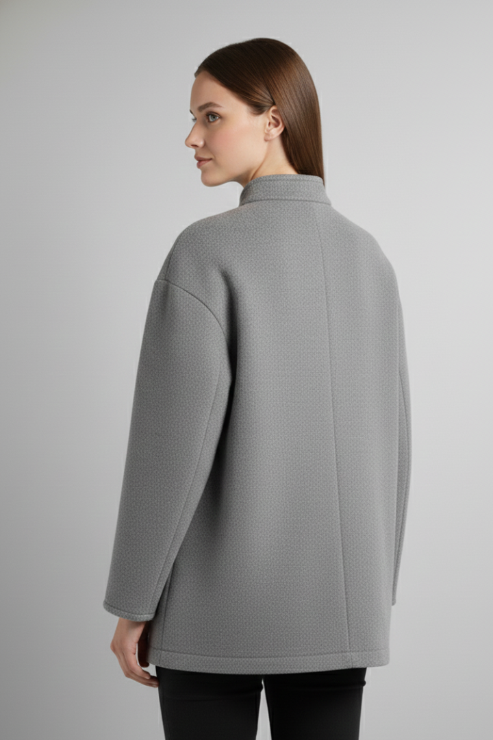 Women’s Bomber Jacket with Snap Closure and Ribbed Finishes