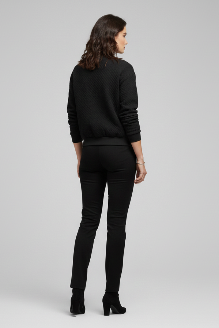 Women’s Bomber Jacket with Zipped Front and Textured Surface