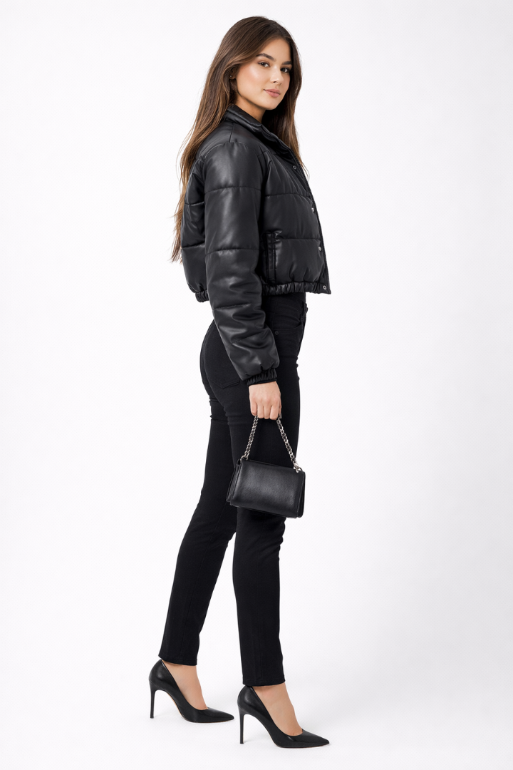 Women’s Bomber Jacket with Zipper Closure and Elasticated Sleeves