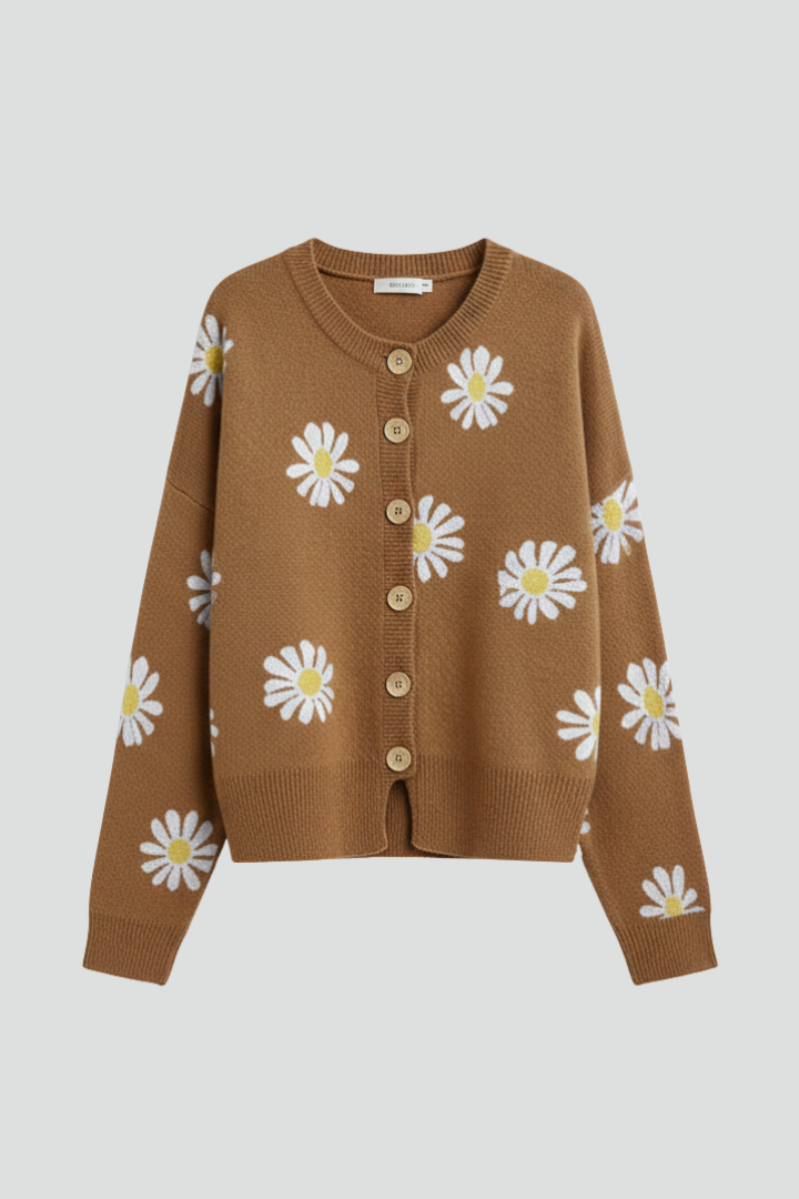 Women’s Cardigan with Buttons and Patterned Surface