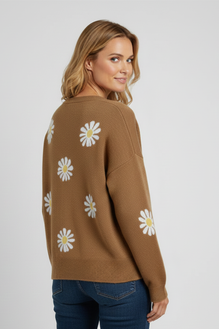 Women’s Cardigan with Buttons and Patterned Surface