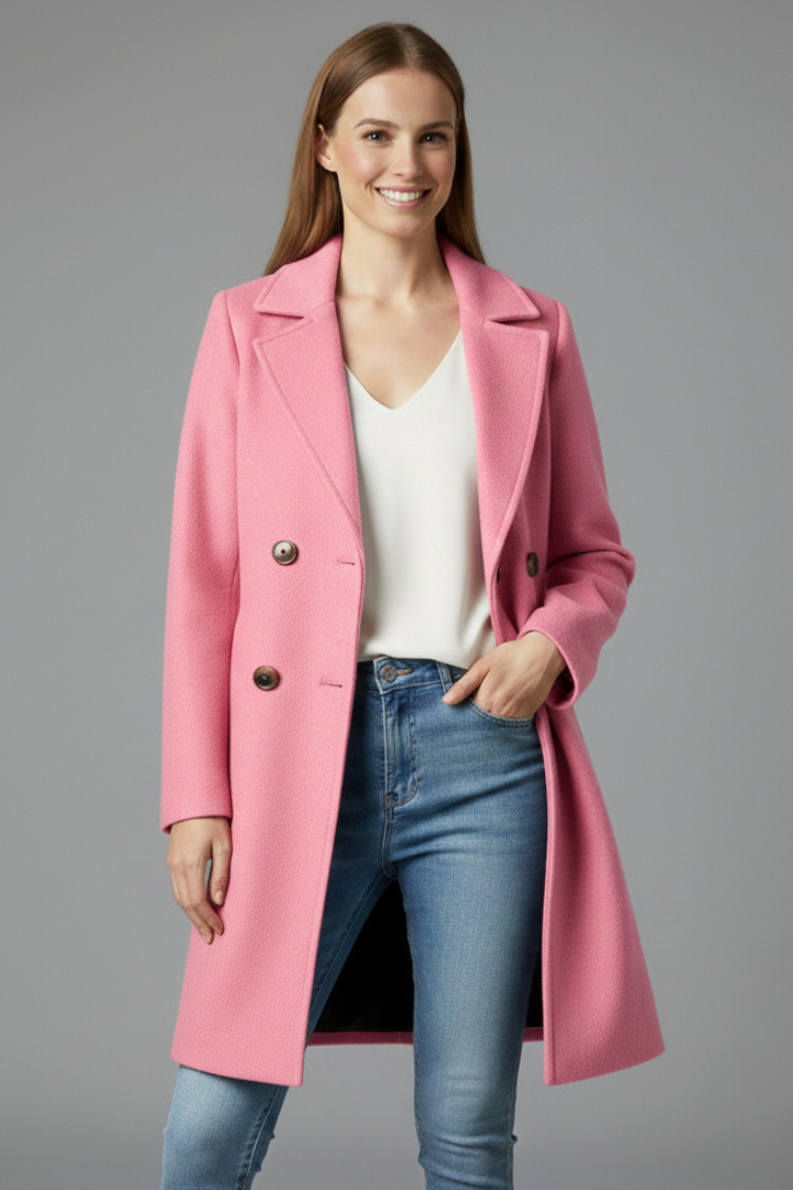 Women’s Coat with Button Closure and Collar