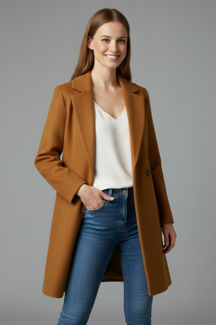 Women’s Coat with Button Closure and Collar