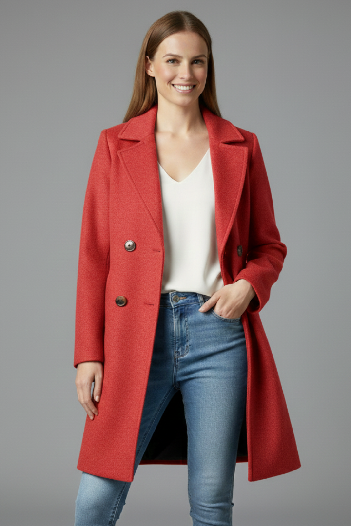 Women’s Coat with Button Closure and Collar