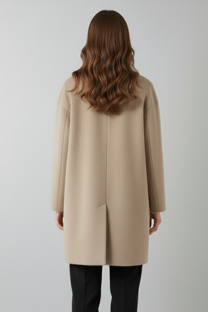Women’s Coat with Button Closure and Textured Surface