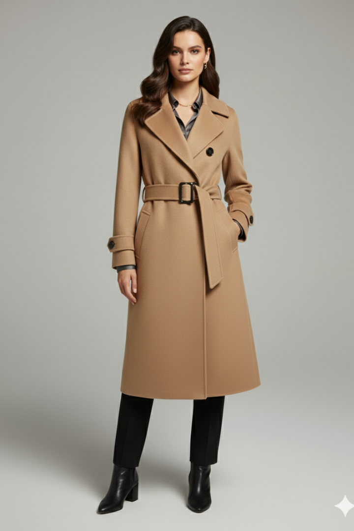 Women’s Coat with Lapel Collar and Button Closure