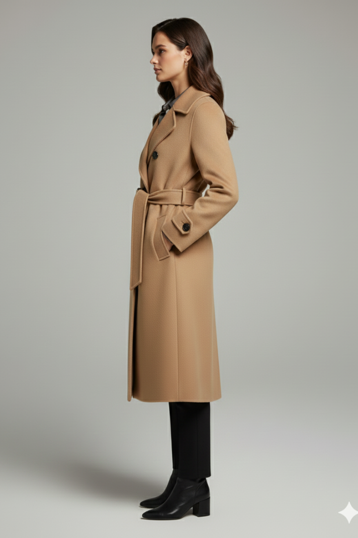 Women’s Coat with Lapel Collar and Button Closure