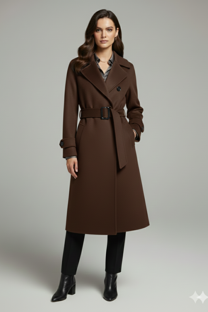Women’s Coat with Lapel Collar and Button Closure