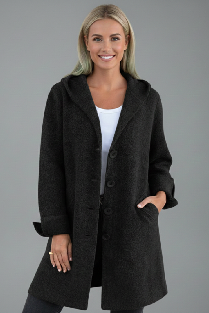 Women’s Coat with Lapel Collar and Button Closure