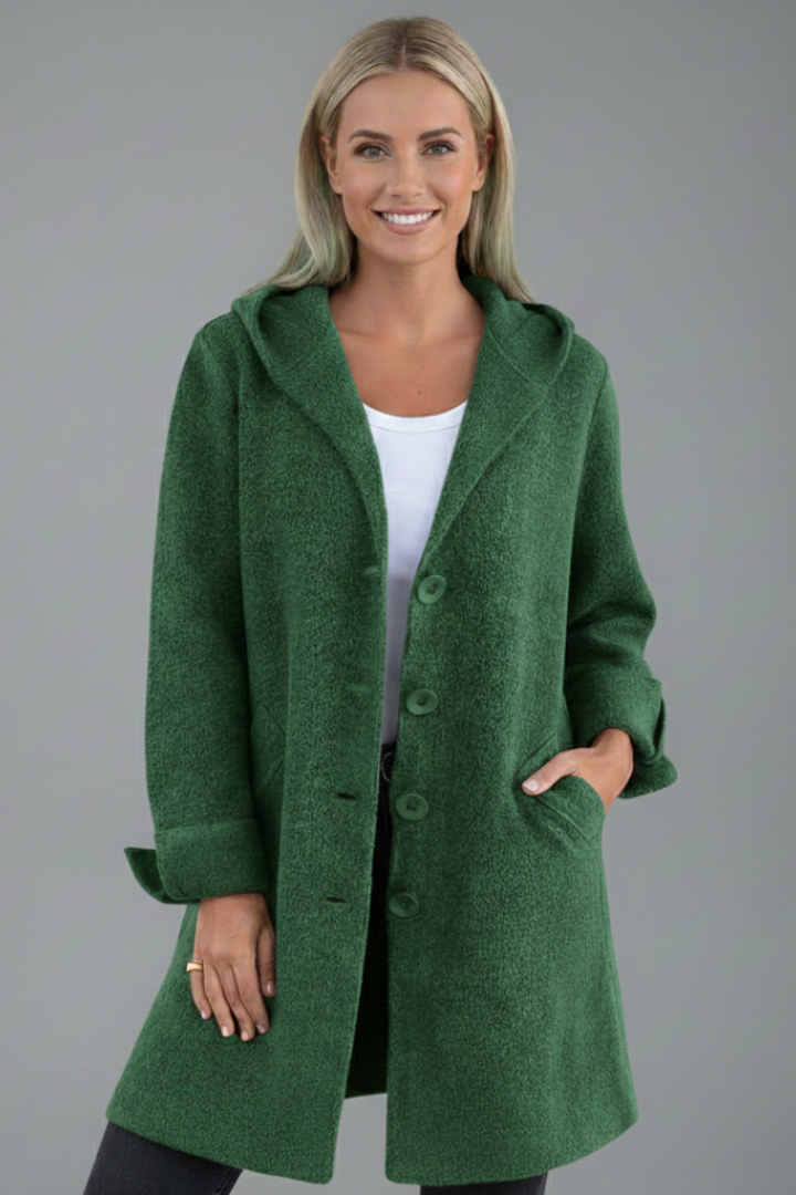 Women’s Coat with Lapel Collar and Button Closure