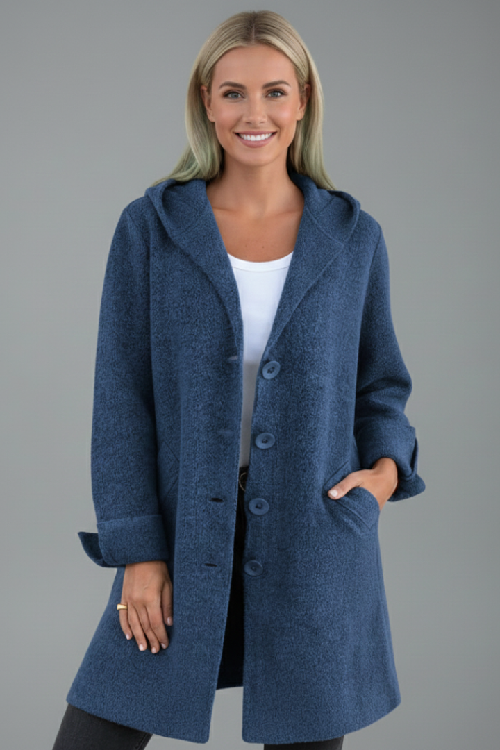 Women’s Coat with Lapel Collar and Button Closure