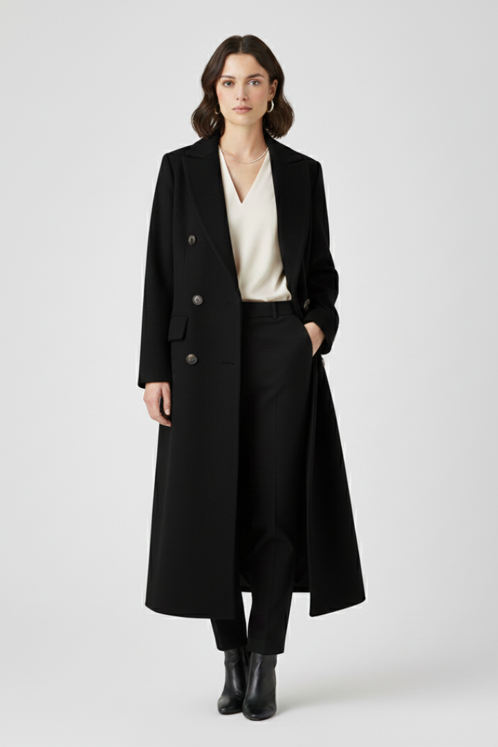 Women’s Coat with Lapel Collar and Button Fastening