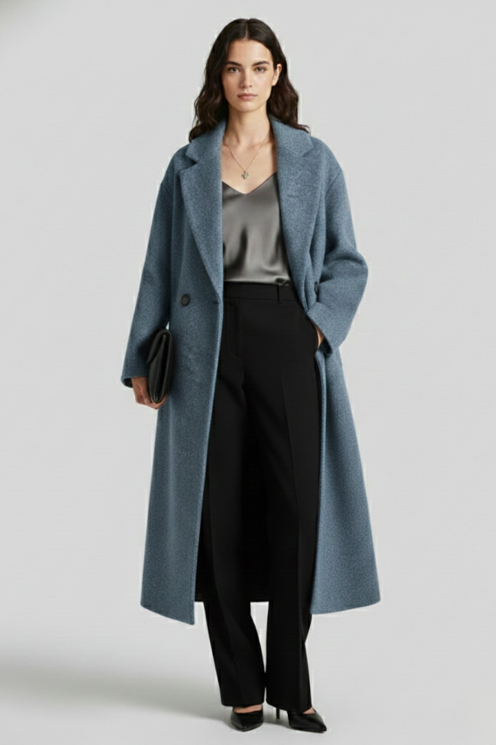 Women’s Coat with Lapel Collar and Oversized Shape