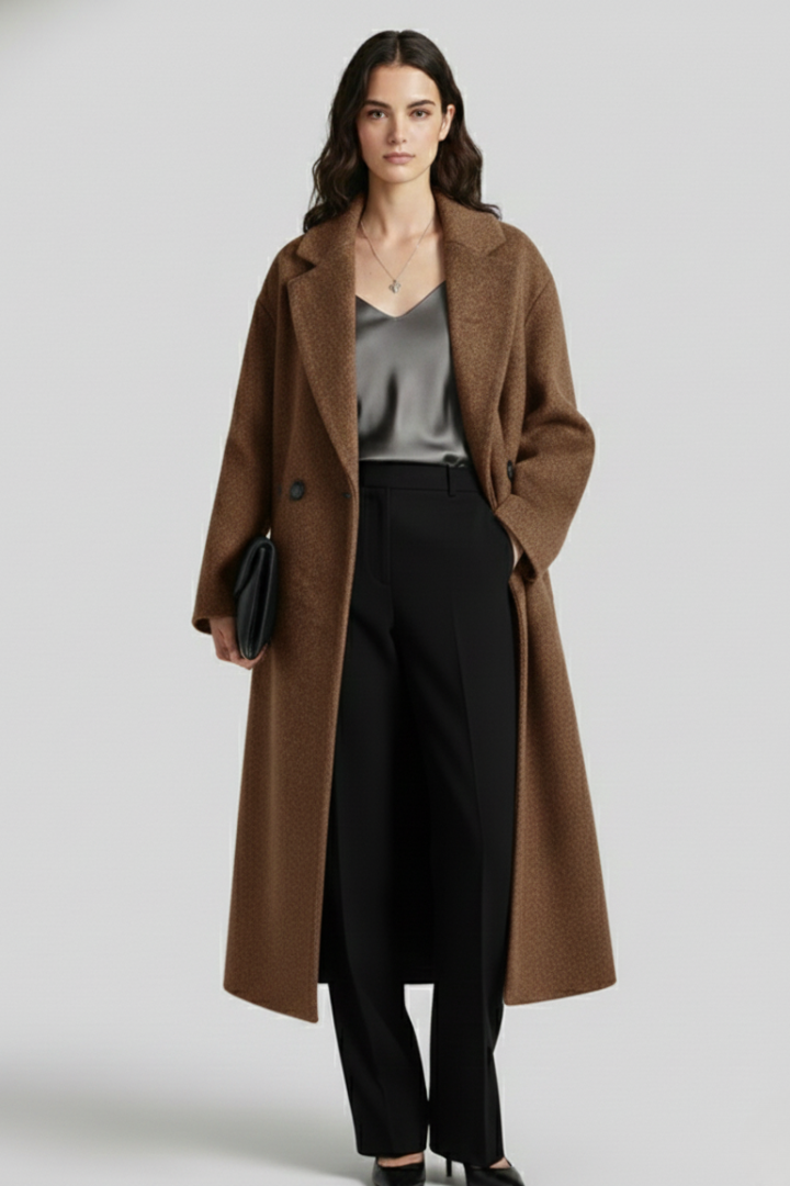 Women’s Coat with Lapel Collar and Oversized Shape