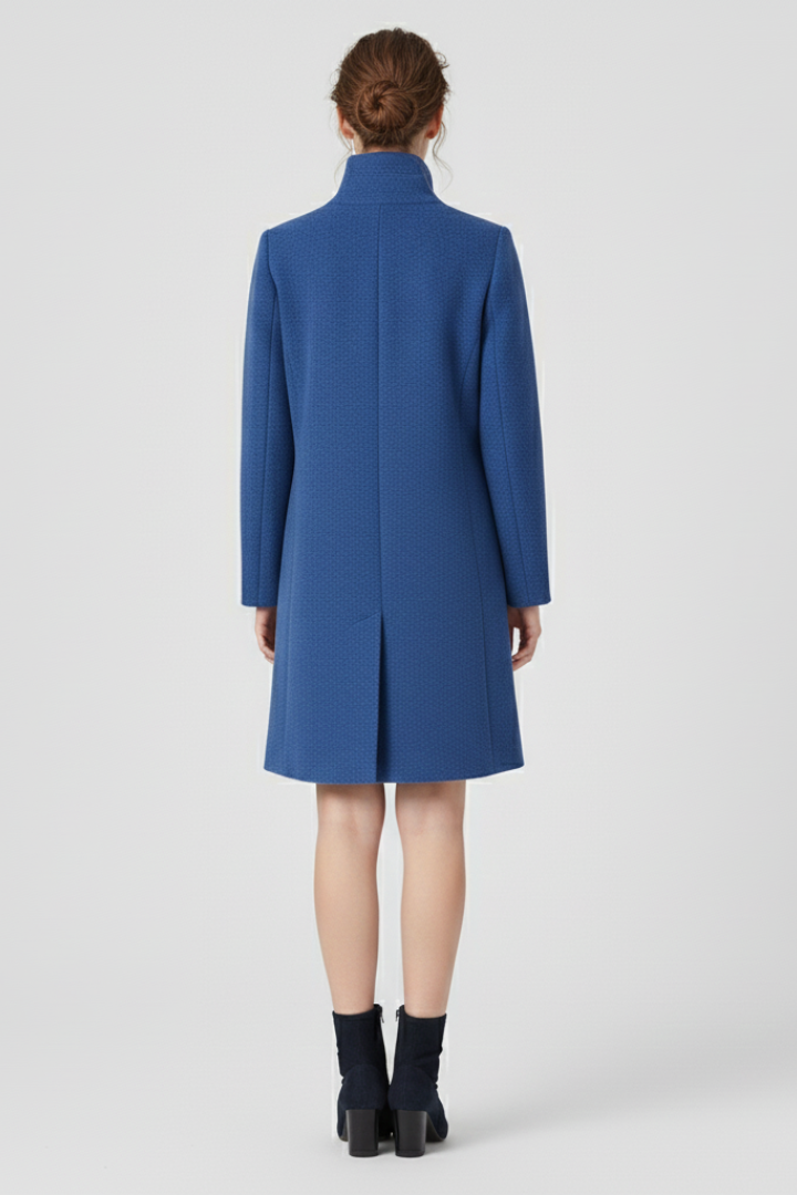 Women’s Coat with Round Neck and Button Closure