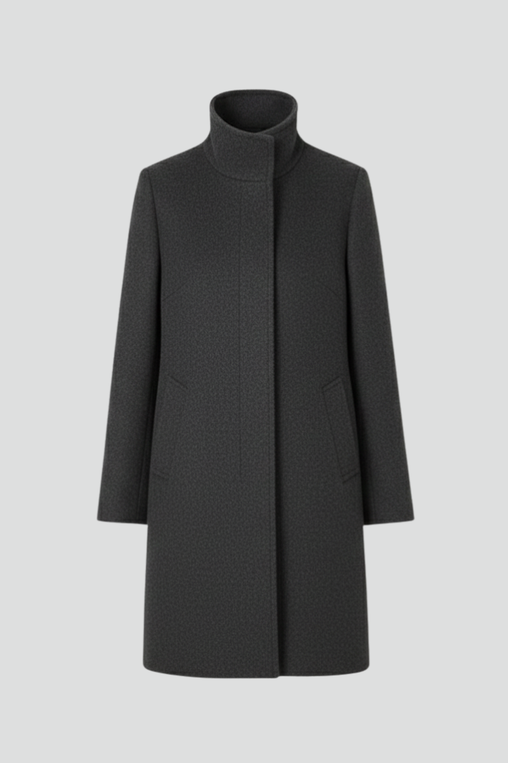 Women’s Coat with Stand Collar and Pockets