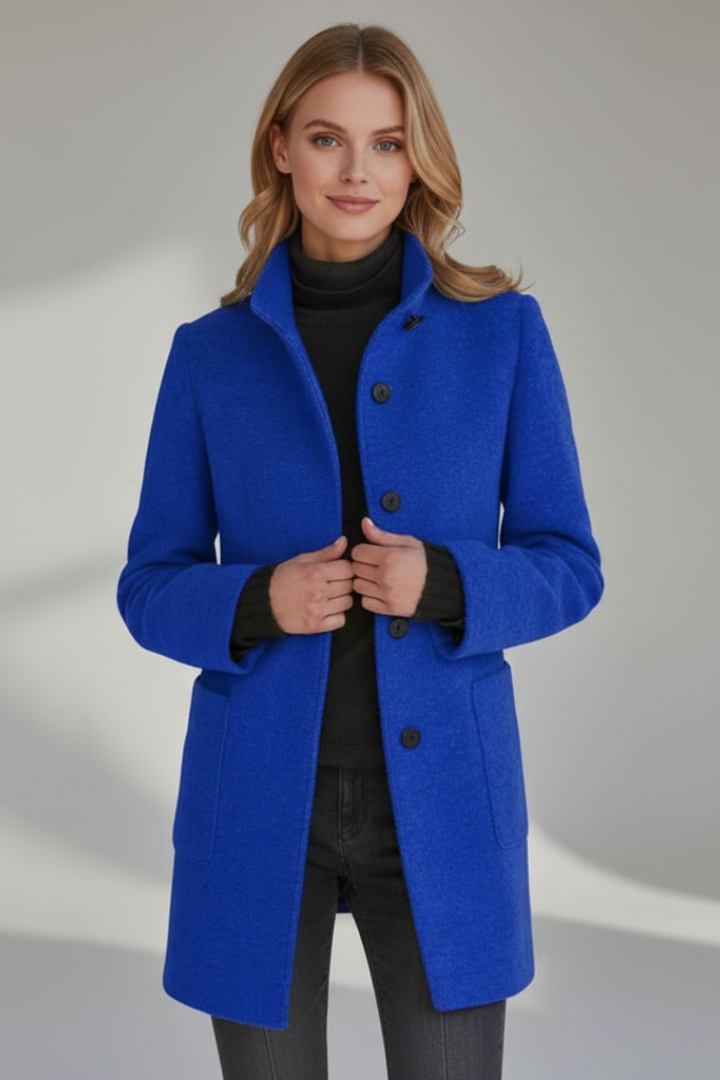 Women’s Coat with Stand Collar and Pockets