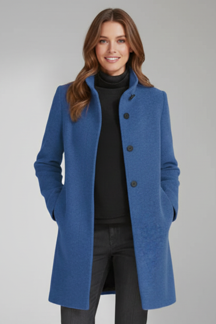 Women’s Coat with Stand Collar and Pockets