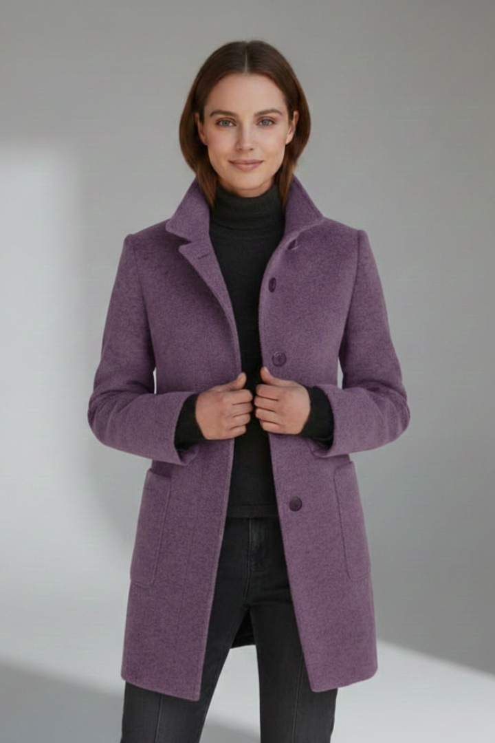 Women’s Coat with Stand Collar and Pockets