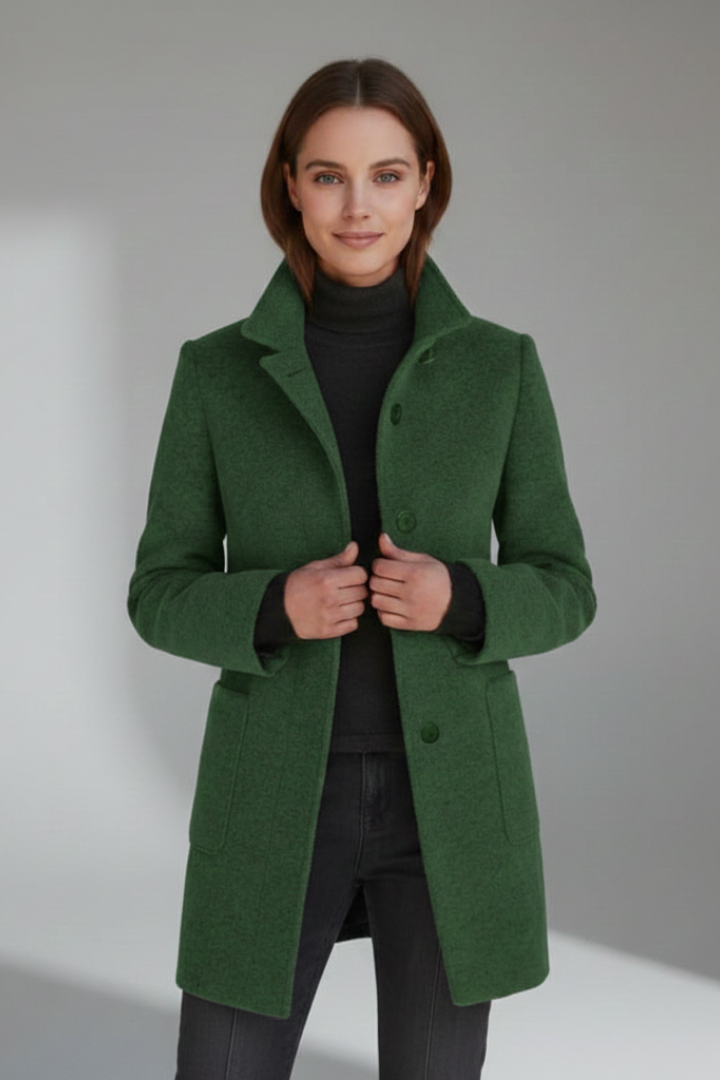 Women’s Coat with Stand Collar and Pockets