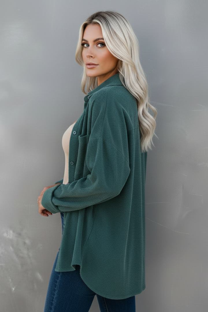 Women’s Corduroy Jacket with Buttons and Patch Pockets